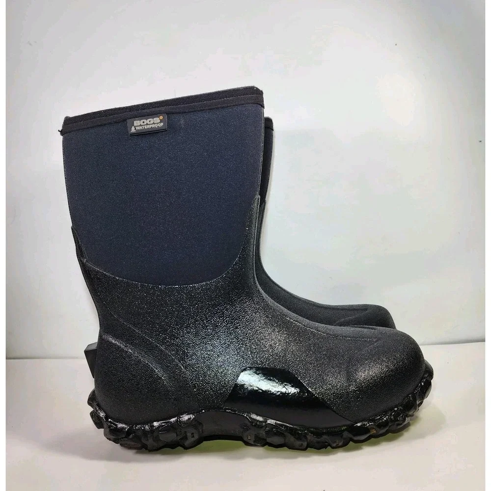 Bogs Classic Mid Insulated Waterproof Work Boots Mens 9 Black Neo-Tech Nice!